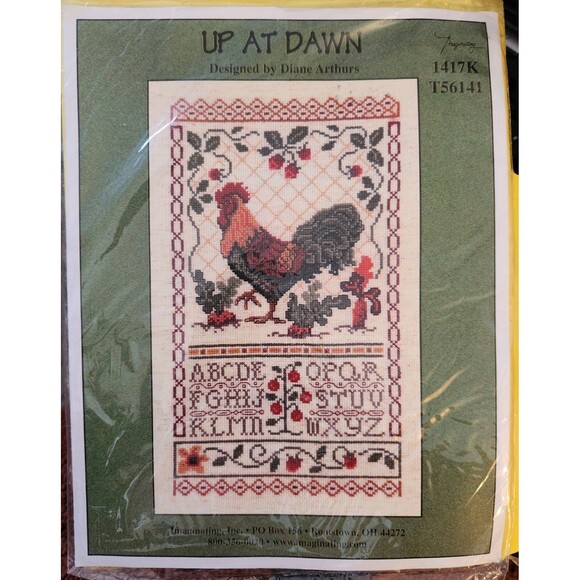 Rooster Vintage Counted Cross Stitch Kit Up At Dawn Farmhouse 1417K NEW Sealed - Picture 1 of 2